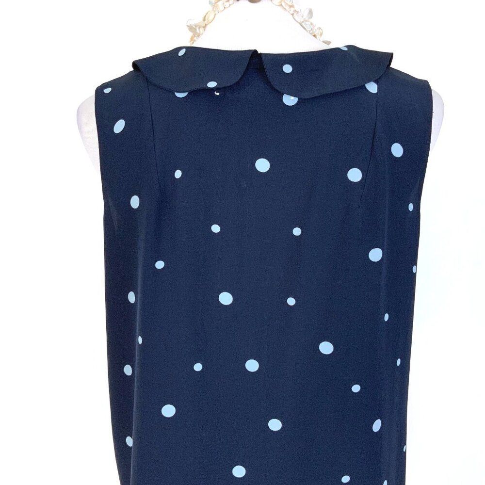MARNI Navy Blue Polka Dot Sleeveless Blouse Ruffle Neck Sz 44 (M) - Picture 11 of 16